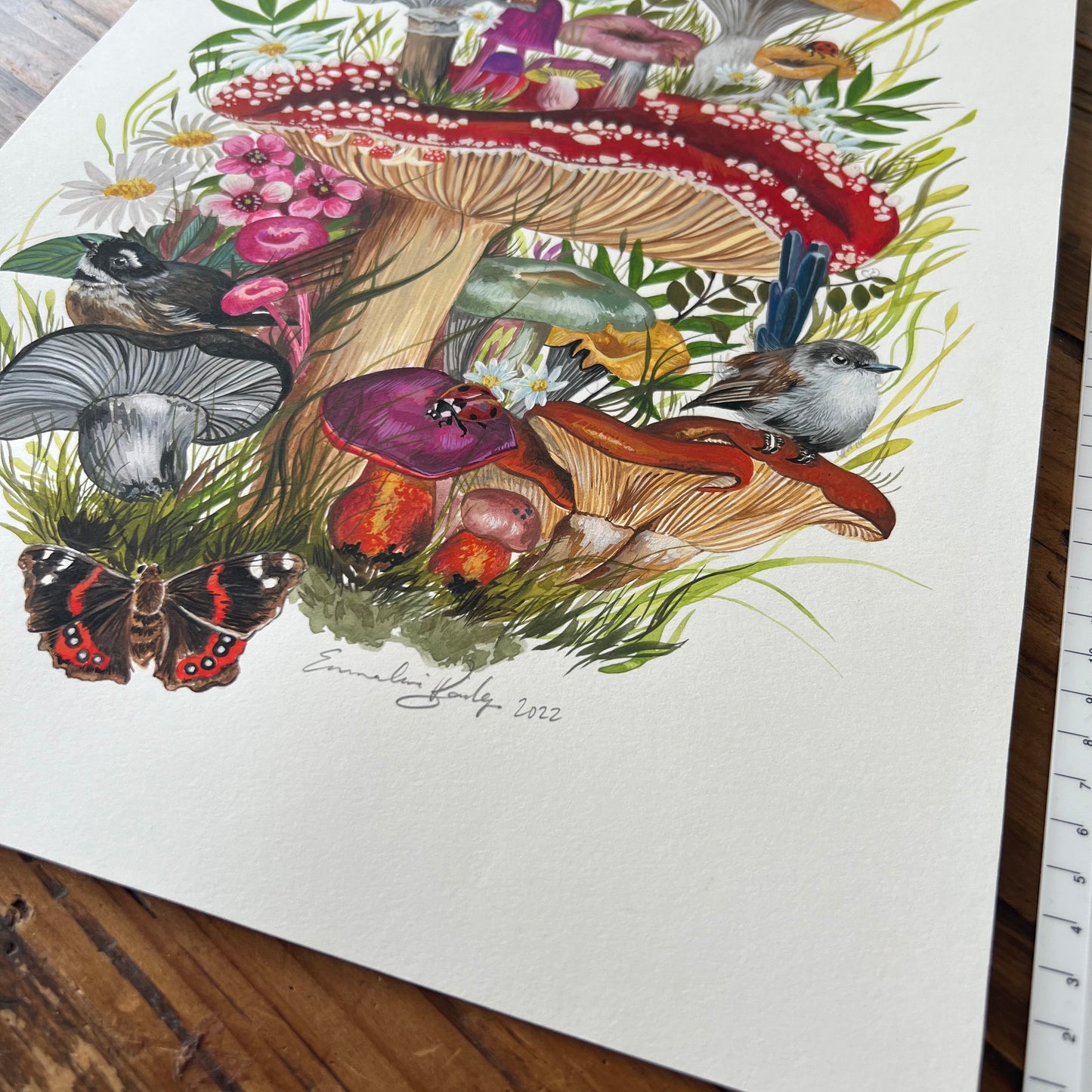 Mushroom Forest ORIGINAL Gouache Painting
