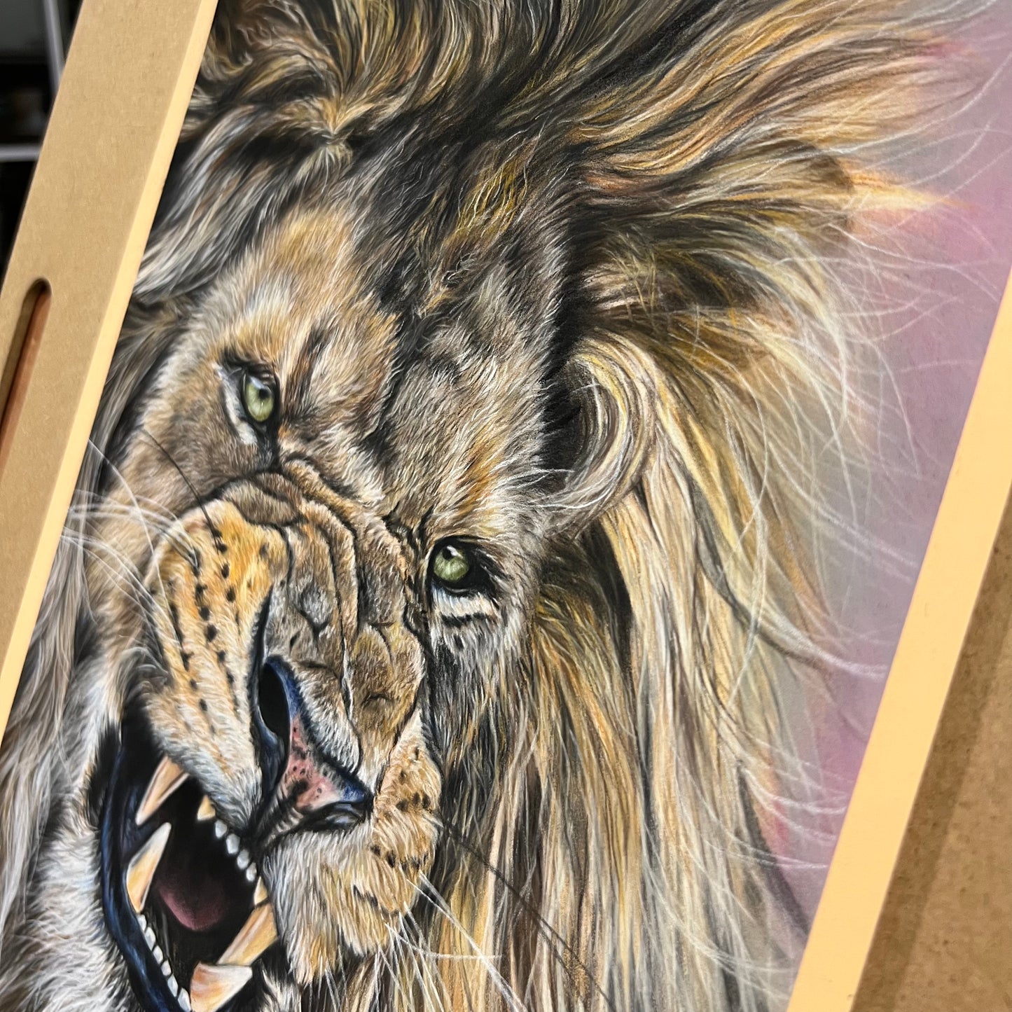 Roaring Lion Portrait in Pastels
