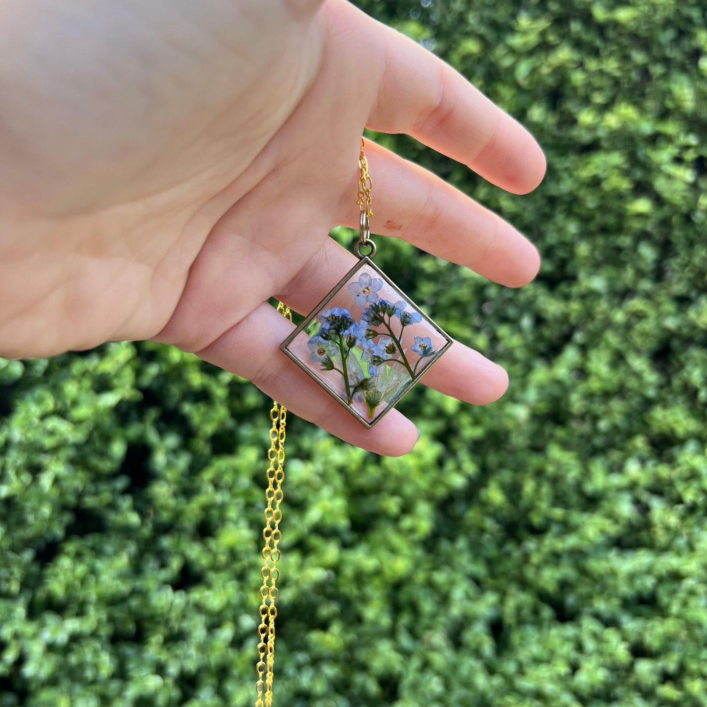 Diamond Resin Forget me Not Necklace #1