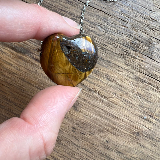 Heart Tigers Eye Necklace