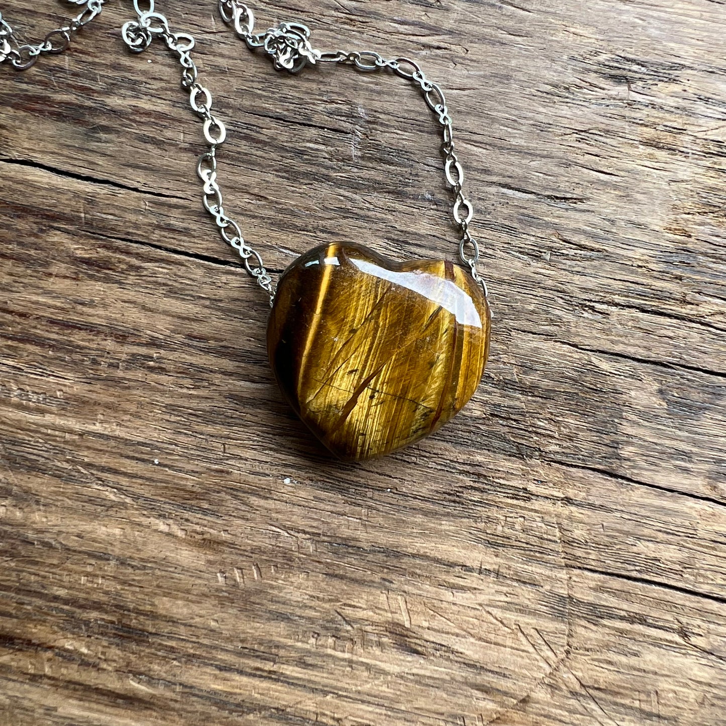 Heart Tigers Eye Necklace