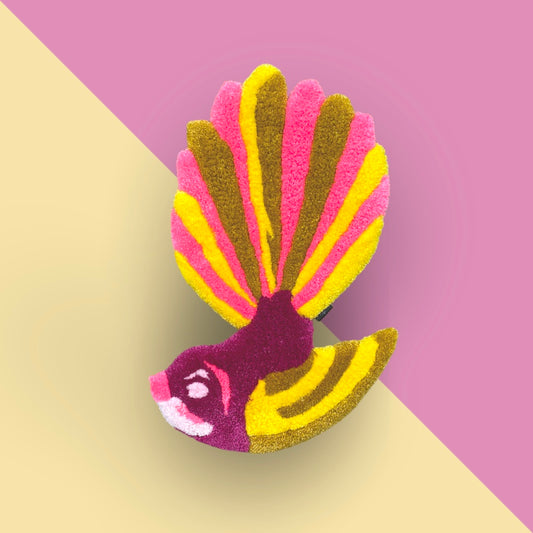 Pink and Yellow Fantail #1 Wall Rug