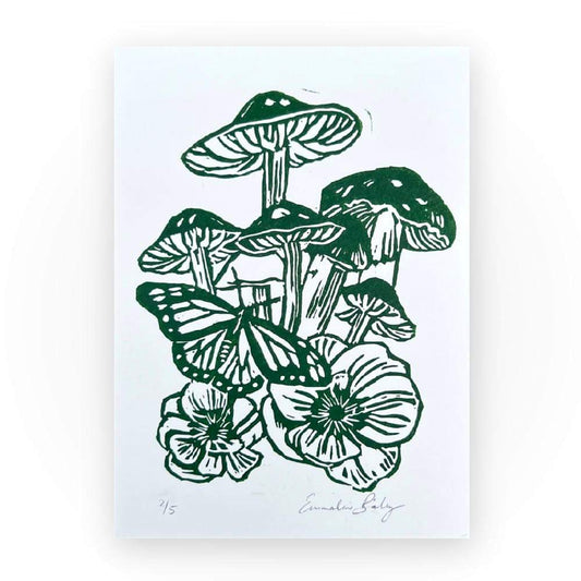 Mushroom Lino Print