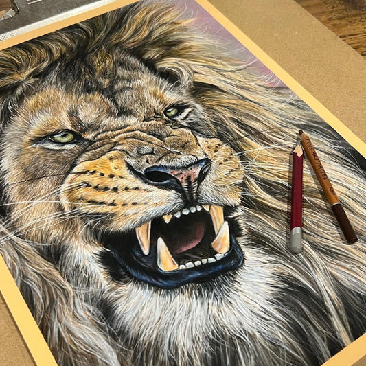 Roaring Lion Portrait in Pastels