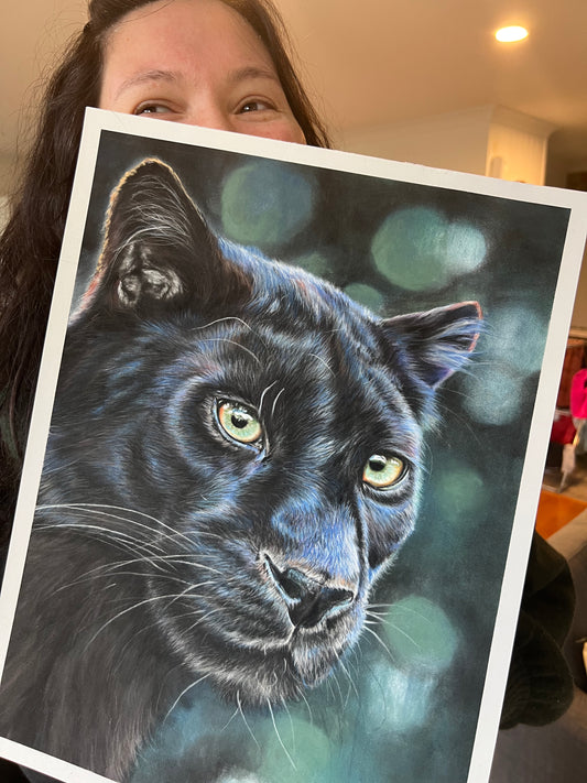 Panther Portrait in Pastels